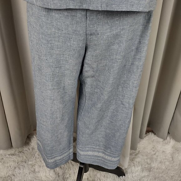 Norton McNaughton Petites Linen Cotton Blend Baby Blue 2pc Pants Suit Size PM - Picture 3 of 16